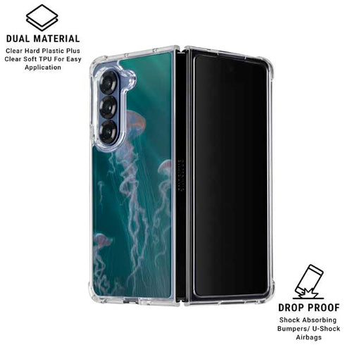 Blue Jellyfish by Vincent Hie Galaxy Z Fold6 Clear Case